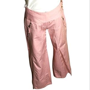 Vintage Cropped Clam-diggers Beachy  Petal Pink Coastal Utility Cargo Cotton 8